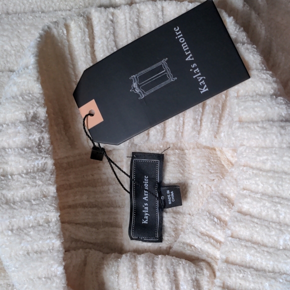 Ivory Sweater Dress Long Sleeve Polyester Turtleneck - Picture 4 of 4